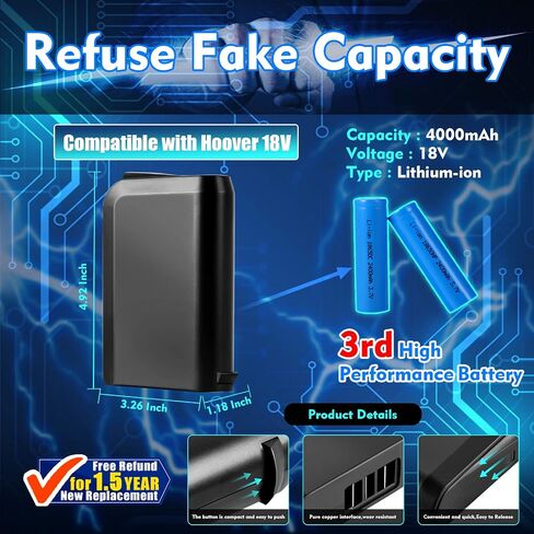 CaliHutt 【ترقية Li-ion 4.0Ah】 استبدال 18 فولت لبطارية Hoover Linx 18 فولت BH50000 302723001 BH50015 BH50010 BH50020 مكنسة كهربائية لاسلكية in Saudi Arabia