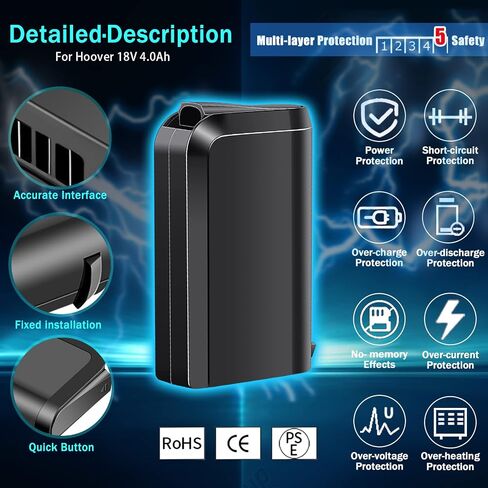 CaliHutt 【ترقية Li-ion 4.0Ah】 استبدال 18 فولت لبطارية Hoover Linx 18 فولت BH50000 302723001 BH50015 BH50010 BH50020 مكنسة كهربائية لاسلكية in Saudi Arabia