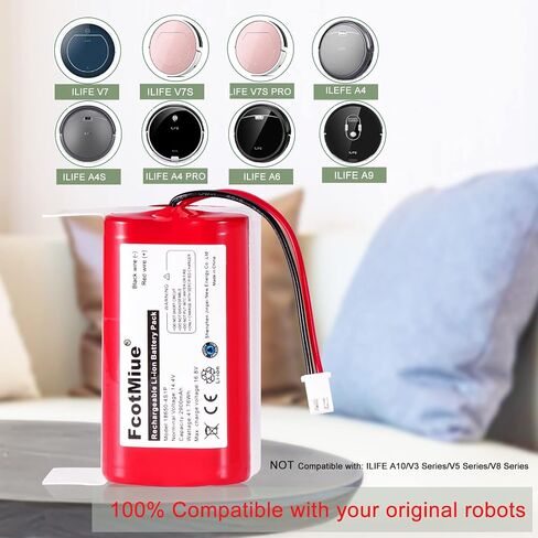 Replacement Battery PX-B020 for ILIFE A4S, A4S Pro, A6, A7, A8, A9,V5,V5S, V7, V7s, V7s Plus, W400 Robotic Vacuum Sweeper Cleaners Spare Lithium Batteries,14.4V 2900mAh in Kuwait