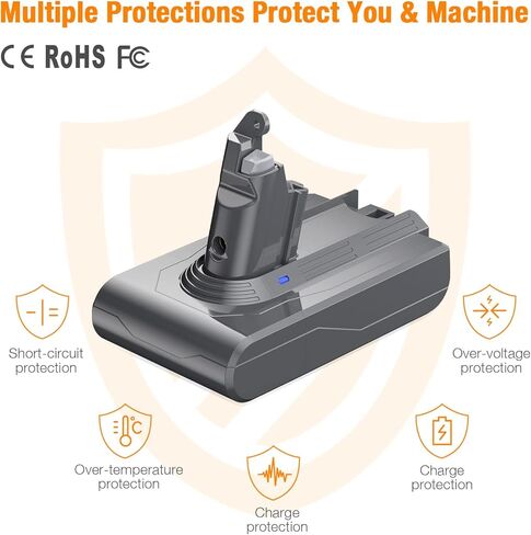 BABAKA 21.6V 5000mAh V6 Replacement Battery Compatible with V6 DC59 DC62 SV03 DC58 DC61 DC62 DC72 DC74 Animal Absolute Fluffy Motorhead Slim SV04 SV05 SV06 SV07 SV09 V6 Handheld Vacuum Battery in Kuwait