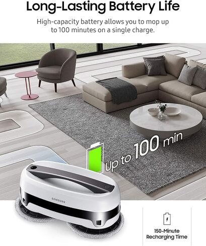 سامسونج الكترونيكس جهاز تنظيف روبوت جيتبوت سامسونج VR20T6001MW/AA مع وسادات مزدوجة دوارة من المايكروفايبر | مستشعر ذكي للمسح الرطب مثالي للبلاط والفينيل والصفائح والخشب الصلب، ابيض in Saudi Arabia