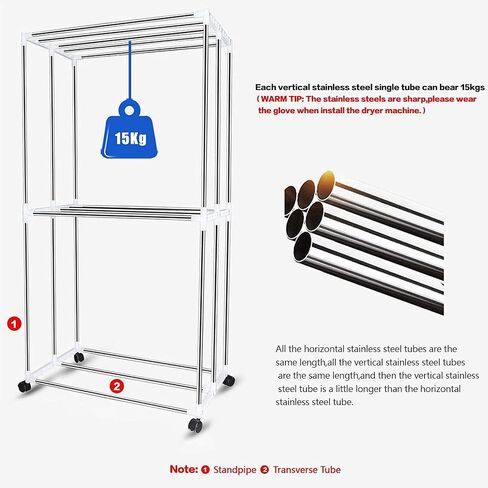 Clothes Dryer 110V Electric Foldable 2-Tier Drying Machine with Remote Control Heater Double Layer Stainless Steel Rack for Home,Apartment,Hotel,Student Dorm in Saudi Arabia