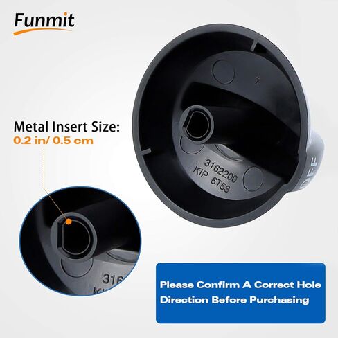 Funmit 316220009 استبدال مقبض الموقد العلوي لفريجيدير يستبدل AP4322122 PS1991531 EAP1991531 (أسود، 4 عبوات) in Kuwait