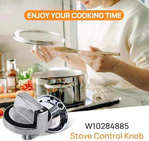 استبدال مقبض الموقد W10284885 من PETOX، مناسب لمجموعة غاز ويرلبول/الموقد/الفرن، يستبدل WPW10284885 AP6018699 PS11752001 EAP11752001 (عبوة واحدة) in Kuwait