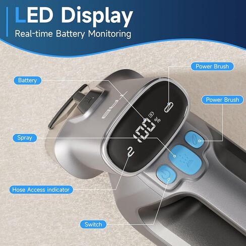 آلة تنظيف السجاد TAB، منظف السجاد المحمول اللاسلكي، 2023 ترقية مزيل البقع للمفروشات خفيف الوزن بدون سلك، منظف عميق للحيوانات الأليفة والسلالم والسيارة، مع فرشاة كهربائية وخرطوم تمديد، ErasePro H6 in Kuwait