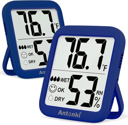 Antonki Room Thermometer for Home, 2 Pack Digital Temperature and Humidity Monitors for Home, Indoor Hygrometer Sensor, Humidity Gauge, Humidity Meter for Baby Room, Terrarium, Incubator, Greenhouse in Saudi Arabia