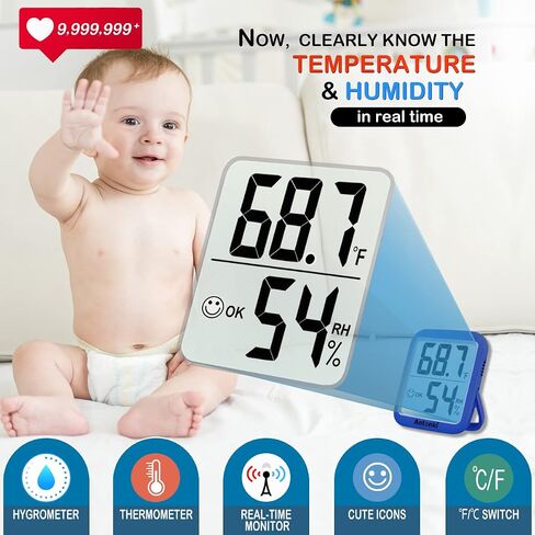 Antonki Room Thermometer for Home, 2 Pack Digital Temperature and Humidity Monitors for Home, Indoor Hygrometer Sensor, Humidity Gauge, Humidity Meter for Baby Room, Terrarium, Incubator, Greenhouse in Saudi Arabia