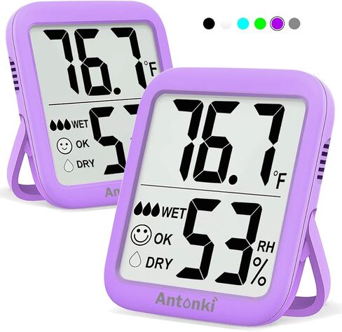 Antonki Room Thermometer for Home, 2 Pack Digital Temperature and Humidity Monitors for Home, Indoor Hygrometer Sensor, Humidity Gauge, Humidity Meter for Baby Room, Terrarium, Incubator, Greenhouse in Saudi Arabia