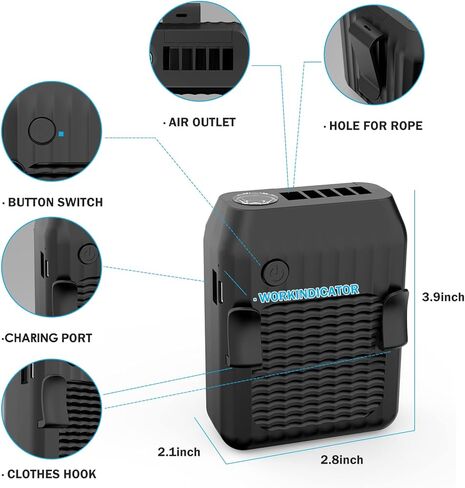 مروحة مشبك خصر محمولة من DTZY، مروحة رقبة شخصية مع مصباح يدوي قوي، مروحة شخصية قابلة لإعادة الشحن بقدرة 6000 مللي أمبير في الساعة، مروحة حزام USB بدون استخدام اليدين للأعمال الخارجية، الرياضة، التخييم، المشي لمسافات طويلة in Kuwait