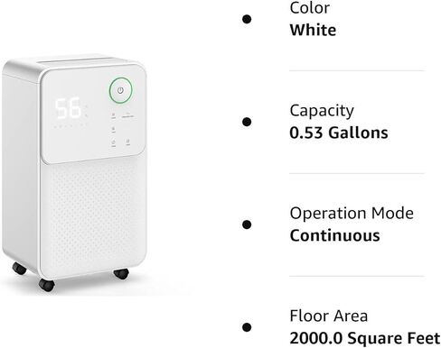 AirDance 25 Pints 2000 Sq. Ft Dehumidifiers for Home or Bedroom or Basement with Auto or Manual Drainage | 36db Industry Leading Noise Reducing | Air Filter, 3 Operation Modes and 24 hr Timer in Saudi Arabia