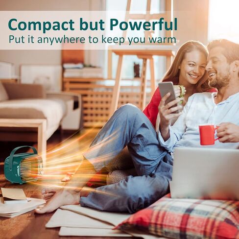 Portable Space Heater with Thermostat,500W/800W Safe and Quite PTC Ceramic Desk Heater with Tip-Over and Overheat Protection,Portable heater for Home Bedroom Office Desk Indoor Use(Dark Green) in Saudi Arabia