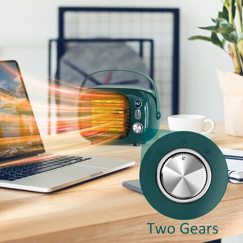 Portable Space Heater with Thermostat,500W/800W Safe and Quite PTC Ceramic Desk Heater with Tip-Over and Overheat Protection,Portable heater for Home Bedroom Office Desk Indoor Use(Dark Green) in Saudi Arabia