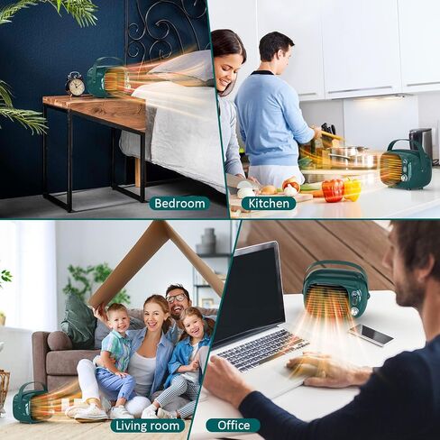 Portable Space Heater with Thermostat,500W/800W Safe and Quite PTC Ceramic Desk Heater with Tip-Over and Overheat Protection,Portable heater for Home Bedroom Office Desk Indoor Use(Dark Green) in Saudi Arabia