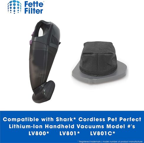 فلتر Fette - فلتر كأس الغبار متوافق مع طرازات المكانس الكهربائية المحمولة باليد من Shark Cordless Pet Perfect Lithium-Ion LV800 LV801 LV801C مع الجزء # XDCF800. (عبوة من 12 قطعة) in Kuwait