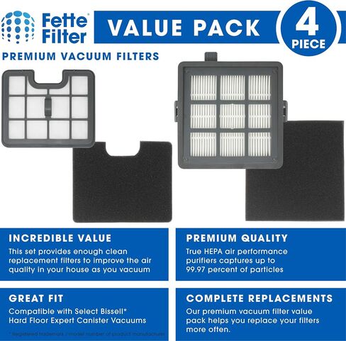 Fette Filter - Filter Set Compatible with Bissell Hard Floor Expert Canister Vacuum Series 1154 & 1161 Contains- 1 PreMotor 1 Sponge 1 Post Motor 1 Foam Part #s 1602084, 1602085, 1602086, 1602094. in Saudi Arabia