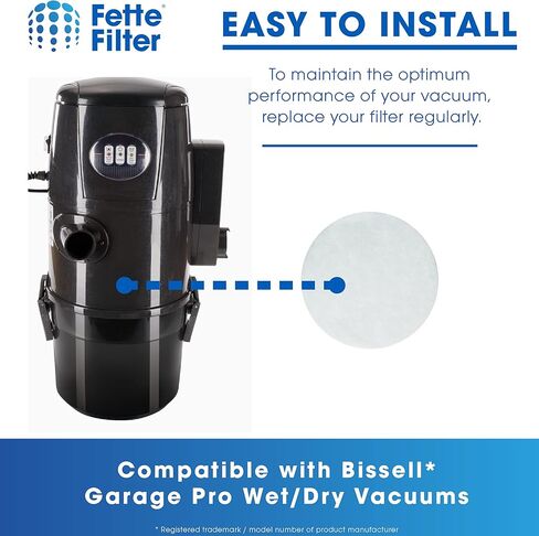 Fette Filter - 18P0 Secondary Filter for Garage Pro Wet/Dry Vacs Compatible with Bissell Part # 2030165, 203-0165 - Pack of 6 in Kuwait