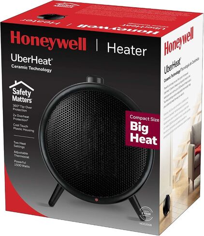 Honeywell HCE200W UberHeat Ceramic White Energy Efficient Space Saving Portable Heater with 2 Heat Settings & Adjustable Thermostat for Living Room, Bedroom, Office in Saudi Arabia