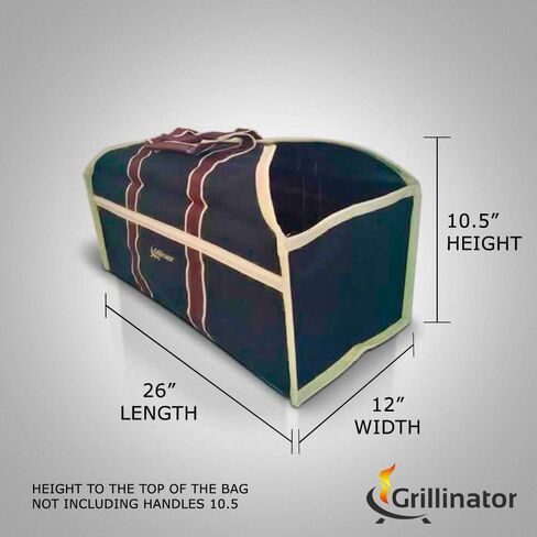 Grillinator Ultimate Firewood Log Carrier - Black - Heavy Duty Durable Tote Bag for Wood - Self Standing Design with Padded Handles - 16 Gallon Capacity for Fireplace, Beach & Groceries in Saudi Arabia