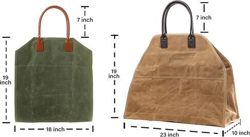 اونمارو شنطة حمل خشبية من القماش المشمع شديد التحمل، شنطة كبيرة لحمل الحطب، للتخييم في الهواء الطلق، ملحقات موقد الشواء. 2 نمط (مفتوح، جدار جانبي مغلق) كومبو حقيبة توت، اخضر/بني in Kuwait
