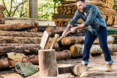 اونمارو شنطة حمل خشبية من القماش المشمع شديد التحمل، شنطة كبيرة لحمل الحطب، للتخييم في الهواء الطلق، ملحقات موقد الشواء. 2 نمط (مفتوح، جدار جانبي مغلق) كومبو حقيبة توت، اخضر/بني in Kuwait