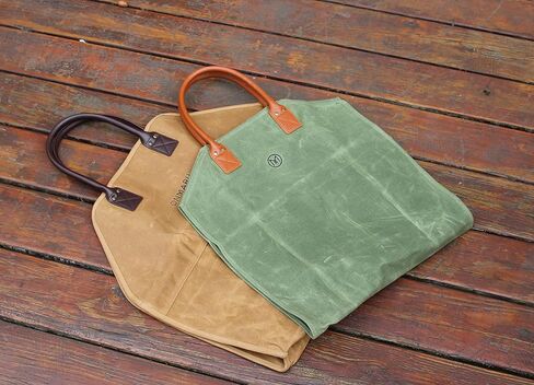 اونمارو شنطة حمل خشبية من القماش المشمع شديد التحمل، شنطة كبيرة لحمل الحطب، للتخييم في الهواء الطلق، ملحقات موقد الشواء. 2 نمط (مفتوح، جدار جانبي مغلق) كومبو حقيبة توت، اخضر/بني in Kuwait