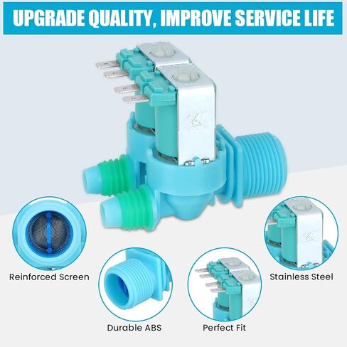 صمام مدخل الماء البارد DC62-00311F متوافق مع غسالة سامسونج WA40J3000AW WA45N3050AW WA44A3205AW، أجزاء DC62-00311F تحل محل 3992244، AP5966624، PS11719654، EAP11719654 صمام المدخل - ضمان لمدة عام in Kuwait