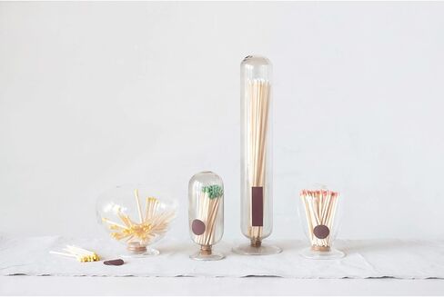 Creative Co-Op Glass Fireplace Match Holders, 4" L x 4" W x 14" H, Clear in Saudi Arabia