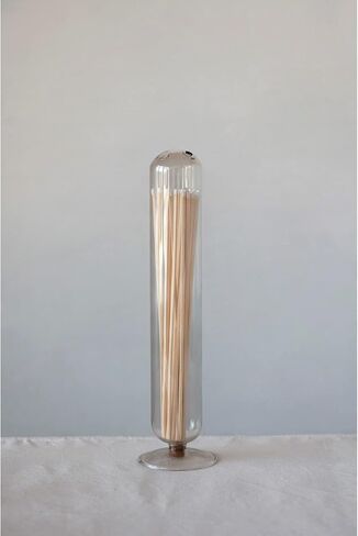 Creative Co-Op Glass Fireplace Match Holders, 4" L x 4" W x 14" H, Clear in Saudi Arabia
