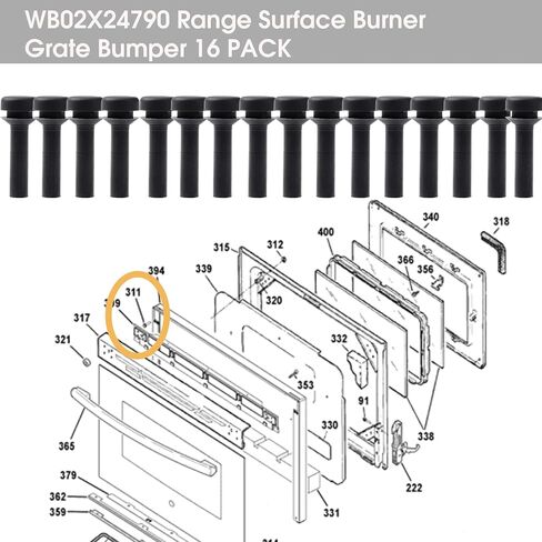 16 Pack WB02X24790 Range Surface Burner Grate Bumper Top Range Grate Rubber Feet Compatible for GE Gas Cooktop Stove Ranges Replacement AP5989801 C2S900M2N1S5 PS11729077 in Saudi Arabia