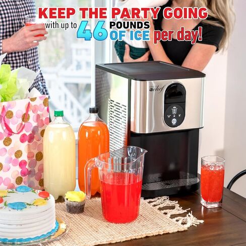 ديكو شيف، ماكينة صنع الثلج ذاتي التوزيع، 46 رطل في اليوم، ثلج تلقائي قابل للمضغ، 1.8 رطل في الساعة in Kuwait