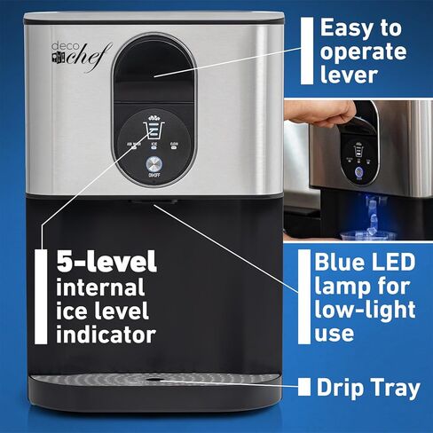 ديكو شيف، ماكينة صنع الثلج ذاتي التوزيع، 46 رطل في اليوم، ثلج تلقائي قابل للمضغ، 1.8 رطل في الساعة in Kuwait