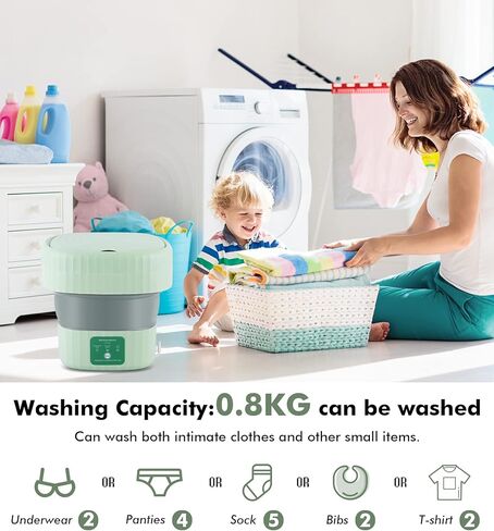 Meticuloso Portable Washing Machine, Foldable Mini Washer, Small Washer for Underwear, Socks, Baby Clothes, Towels, Delicate Items, in Apartment, Dorm, Camping, Trips and RVs in Kuwait