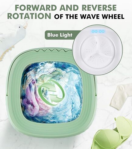 Meticuloso Portable Washing Machine, Foldable Mini Washer, Small Washer for Underwear, Socks, Baby Clothes, Towels, Delicate Items, in Apartment, Dorm, Camping, Trips and RVs in Kuwait