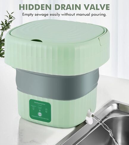 Meticuloso Portable Washing Machine, Foldable Mini Washer, Small Washer for Underwear, Socks, Baby Clothes, Towels, Delicate Items, in Apartment, Dorm, Camping, Trips and RVs in Kuwait