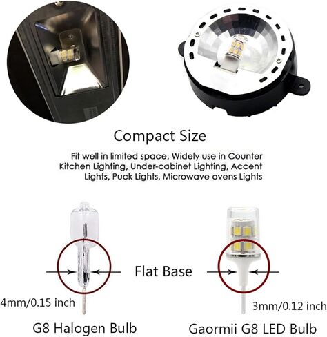 G8 Led Bulb Dimmable Under Microwave Light Bulb 50W Halogen Replacement for GE Samsung LG Over The Range Microwave Hood, 120V 5W 500LM Daylight White 6000K, Replaces WB08X10057 WB08X10051, 2-Pack in Kuwait