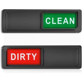 Dishwasher Clean Dirty Sign Adhesive, Stick on Dirty/Clean Dishwasher Sign, Non Magnetic Dish Washer Sign, Easy to Read and Slide Non-Scratch Indicator for Kitchen Dish Bin (Black) in Saudi Arabia
