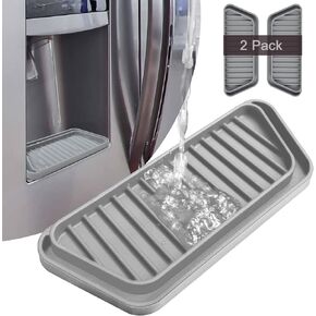 KindGa Refrigerator Drip Catcher Tray,Protector Ice and Water Dispenser Pan,Fridge Spills Water Pad Catch Basin for Drainage (Rectangular,Black)