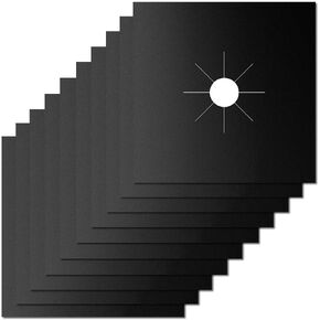 أغطية موقد KICNIC باللون الأسود، 10 عبوات، بطانات حماية لنطاق الغاز بسمك مزدوج 0.3 مم، أغطية بطانة موقد 10.6 بوصة × 10.6 بوصة، أغطية موقد غاز غير لاصقة، مقاومة للحرارة، قابلة لإعادة الاستخدام in Kuwait