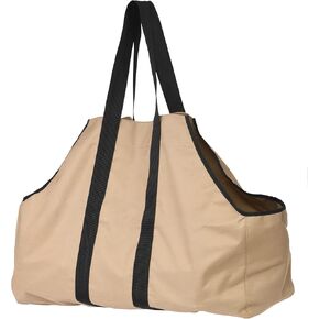 ShelterLogic 90418 20" Heavy-Duty Open Ended Water-Repellent Log Holder Firewood Carrier Bag, Black