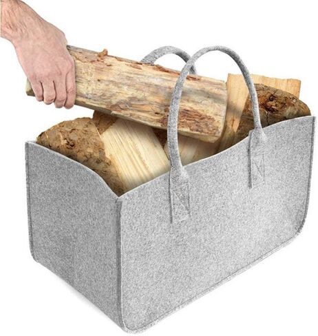 18x11x10 inch Firewood Carrier Log Tote Bag Fireplace Log Carrier Holders Woodpile Rack Fire Wood Carrying Felt Bag Shopping Reusable Handbag,Outdoor Toys Small Basket Kindling Storage Bag (Black) in Saudi Arabia
