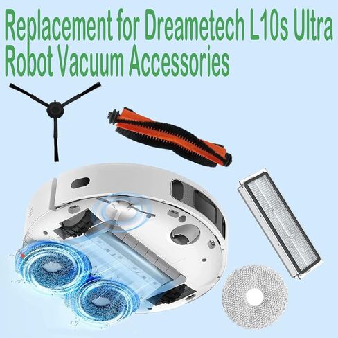 مجموعة ملحقات بديلة متوافقة مع مكنسة Dreametech L10s Ultra Robot الكهربائية، 1 فرشاة رئيسية، 2 فلتر، 4 وسادة ممسحة، 4 فرشاة حافة in Kuwait