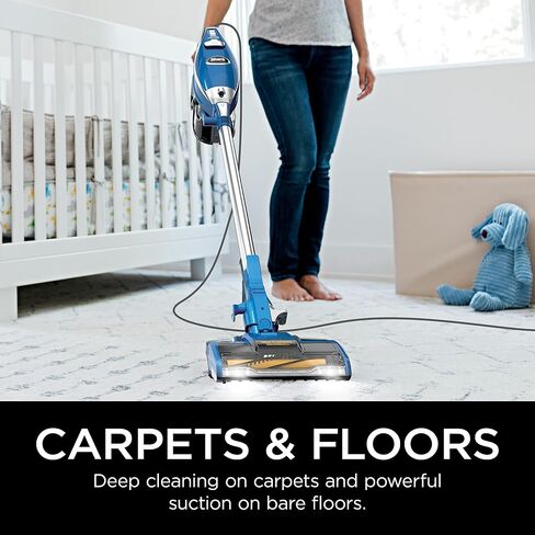 Shark HV343AMZ Rocket Corded Stick Vacuum with Self-Cleaning Brushroll, Lightweight & Maneuverable, Perfect for Pet Hair Pickup, Converts to a Hand Vacuum, with Crevice & Upholstery Tools, Blue/Silver in Saudi Arabia