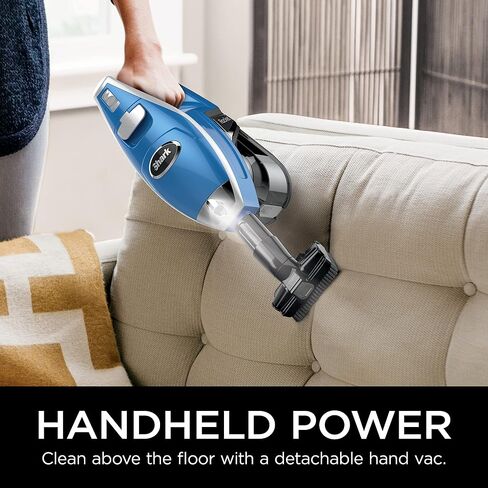 Shark HV343AMZ Rocket Corded Stick Vacuum with Self-Cleaning Brushroll, Lightweight & Maneuverable, Perfect for Pet Hair Pickup, Converts to a Hand Vacuum, with Crevice & Upholstery Tools, Blue/Silver in Saudi Arabia