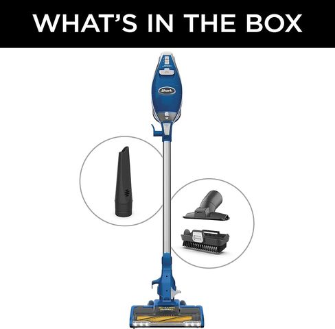 Shark HV343AMZ Rocket Corded Stick Vacuum with Self-Cleaning Brushroll, Lightweight & Maneuverable, Perfect for Pet Hair Pickup, Converts to a Hand Vacuum, with Crevice & Upholstery Tools, Blue/Silver in Saudi Arabia