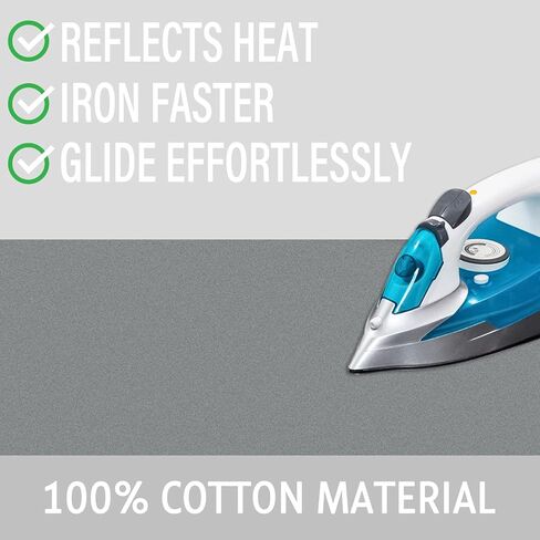 Memeaty Ironing Board Cover and Pad 18x49 Inch Standard Ironing Board Cover with Elastic Edge and Hook and Loop Fasteners Scorch and Stain Resistant Cotton Ironing Covers with Thick Padding in Saudi Arabia