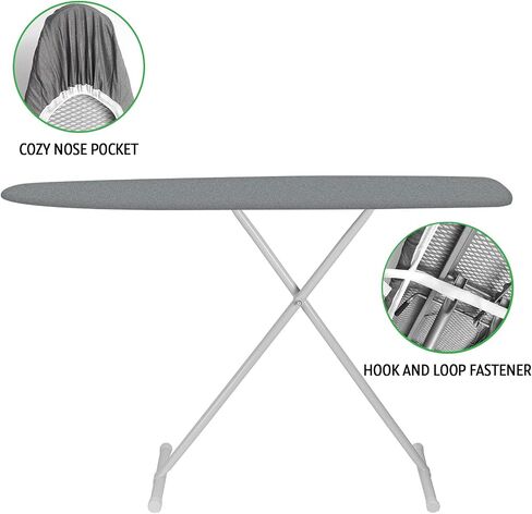 Memeaty Ironing Board Cover and Pad 18x49 Inch Standard Ironing Board Cover with Elastic Edge and Hook and Loop Fasteners Scorch and Stain Resistant Cotton Ironing Covers with Thick Padding in Saudi Arabia