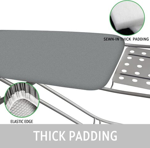 Memeaty Ironing Board Cover and Pad 18x49 Inch Standard Ironing Board Cover with Elastic Edge and Hook and Loop Fasteners Scorch and Stain Resistant Cotton Ironing Covers with Thick Padding in Saudi Arabia