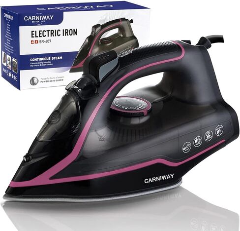 مكواة بخار كارنيواي للملابس، درجة احترافية 1800 واط، حرارة متساوية سريعة، مكواة بخار محمولة خفيفة الوزن للتجفيف بالبخار - الأفضل للسفر - تنظيف ذاتي، خزان مياه 300 مل، قاعدة سيراميك غير لاصقة، مكواة بخار منزلية in Kuwait