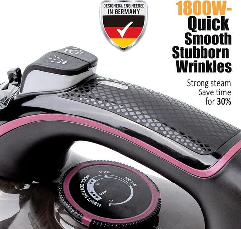 مكواة بخار كارنيواي للملابس، درجة احترافية 1800 واط، حرارة متساوية سريعة، مكواة بخار محمولة خفيفة الوزن للتجفيف بالبخار - الأفضل للسفر - تنظيف ذاتي، خزان مياه 300 مل، قاعدة سيراميك غير لاصقة، مكواة بخار منزلية in Kuwait