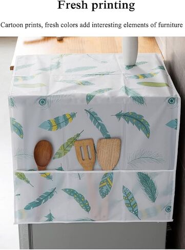Refrigerator Fridge Dust-Proof Cover Washing Machine Cover PEVA Material Waterproof Cover with Storage Pockets Bags Fridge Dust Cover Oven Cover Multi-Purpose Top Covers (Double door, Flowers 2) in Kuwait